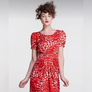 Karen Walker Anthropologie Red Print Dress, Size 8
